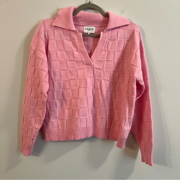 Women’s FRNCH Paris pink knit pullover sweater size medium M - Picture 3 of 6